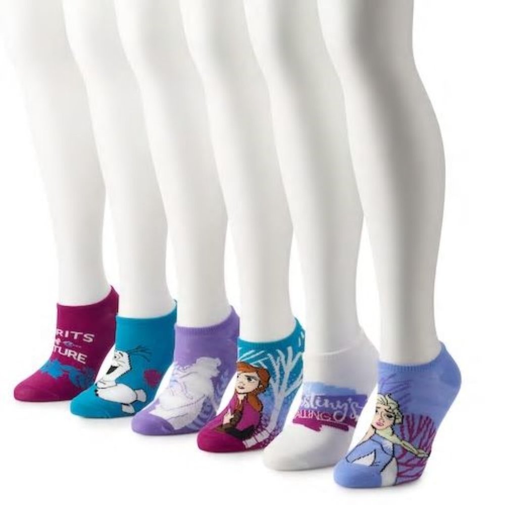 Women's Disney Frozen No Show Socks - 6 Pack NWT